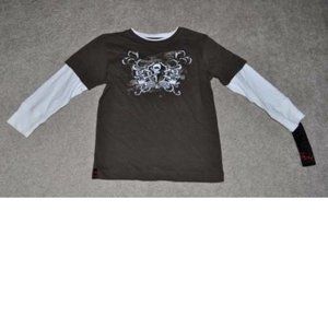 Boys Skull Shirt 4 Tony Hawk Logo Mock Layer Long Sleeve Crew